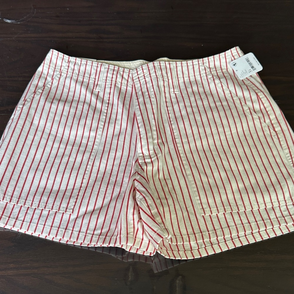 Brixton White Shorts with Red Pinstripes High Waist